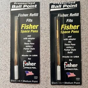 2 Fisher Space Pen Refill SPR4 Pressurized Cartridge Black Ink Medium Point Vtg